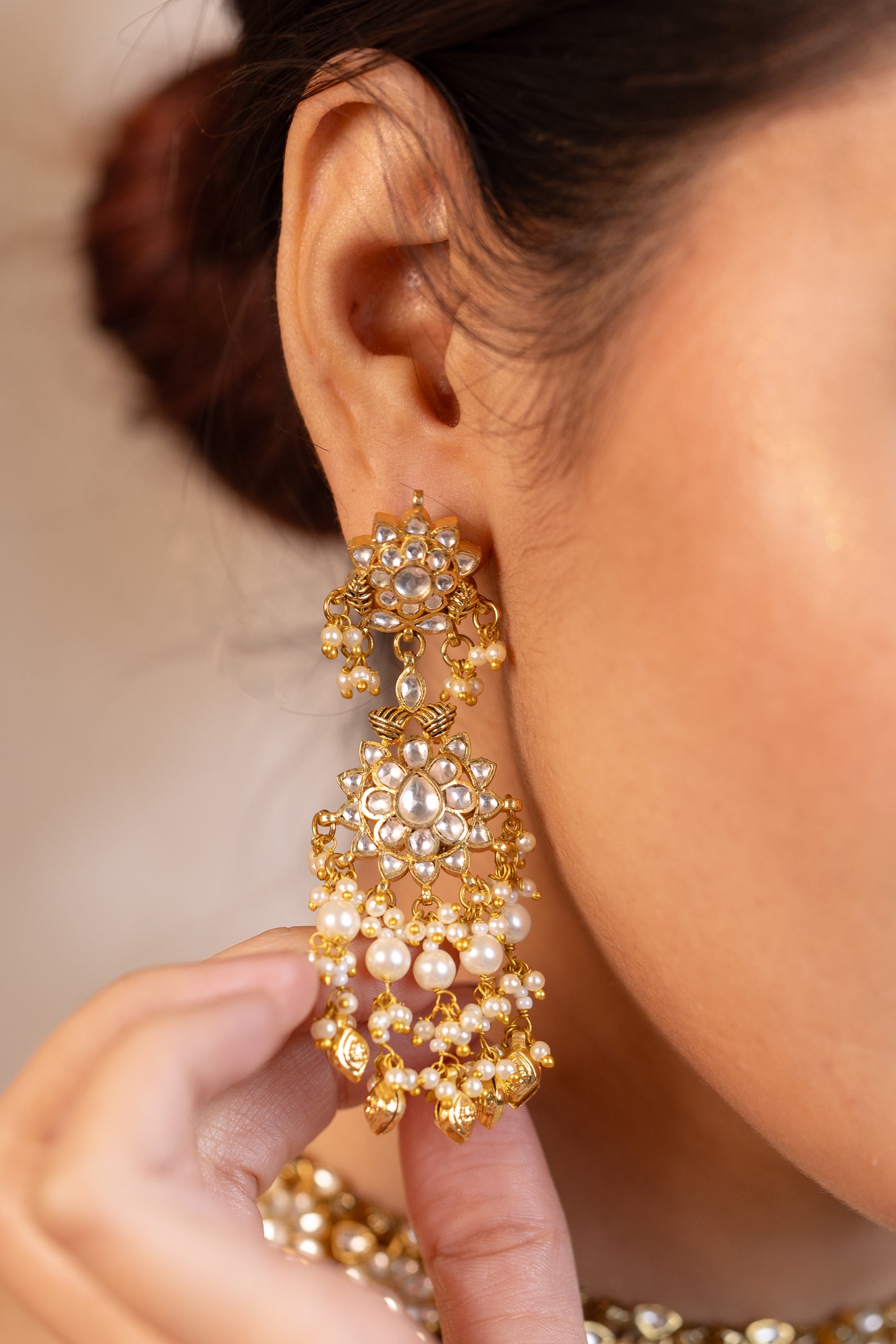 Traditional Heritage Gold Pearl Choker Set – Indian Wedding Necklace Set