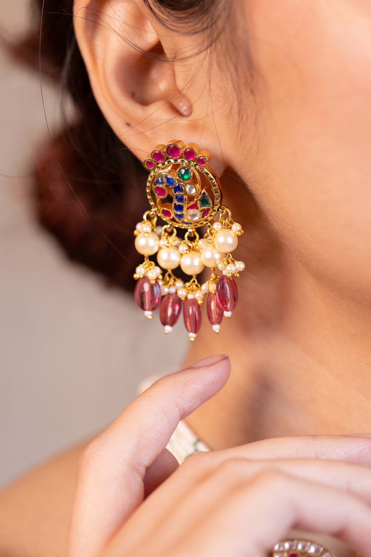 Peacock Design Pearl Choker Set – South Indian Bridal Necklace Jewelry