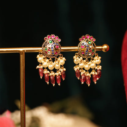 Peacock Design Pearl Choker Set – South Indian Bridal Necklace Jewelry