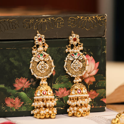 18k Gold Plated Pearl Bridal Choker Set – Traditional Wedding Necklace with Earrings