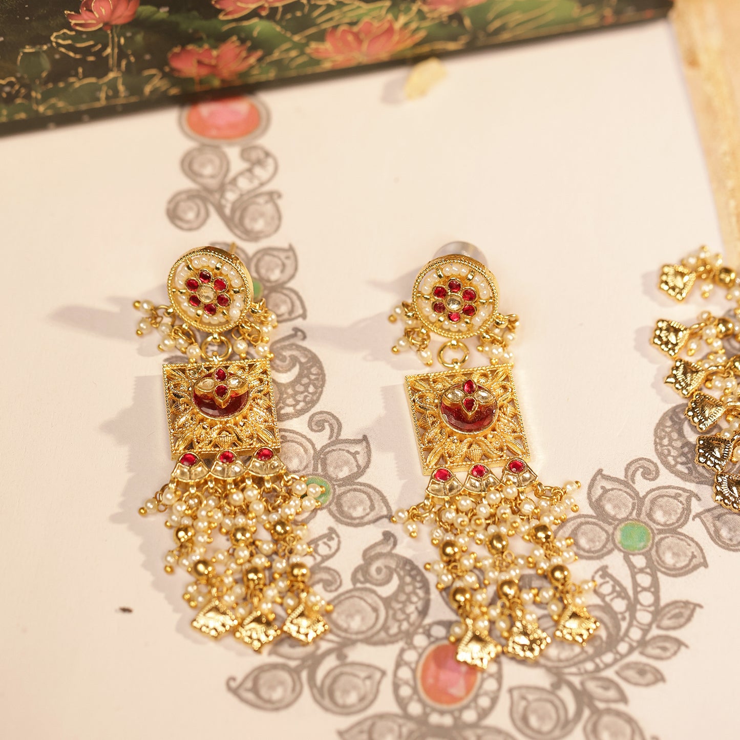 18K Gold Plated Pearl Stone Jewelry Set, Bridal Necklace Set, Wedding & Party Wear Jewelry