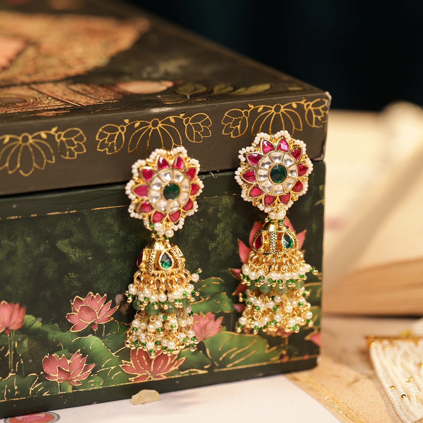 Multicolor Pearl Necklace Set, Pearl Jewelry, Bridal & Festive Necklace For Bridal