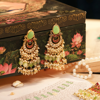 Designer Green Bridal Choker Set – Kundan Polki Necklace with Earrings, Indian Wedding Jewelry