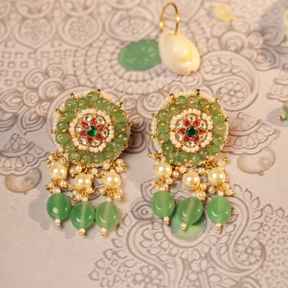 Emerald & Pearl Bridal Necklace Set – Handmade Indian Wedding Jewelry