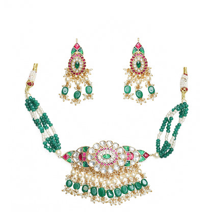 Tarini Multicolor Kundan Festive Choker Necklace Set for Weddings & Celebrations