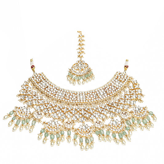 Sundari White Stone Bridal Choker Set (With Tikka)