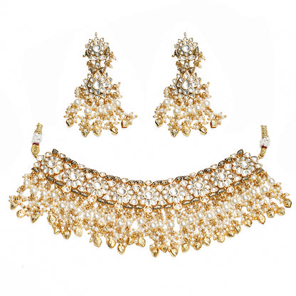 Traditional Heritage Gold Pearl Choker Set – Indian Wedding Necklace Set