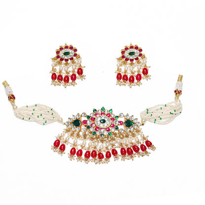 Red Kundan Bridal Choker Necklace Earrings Set – Traditional Jewelry