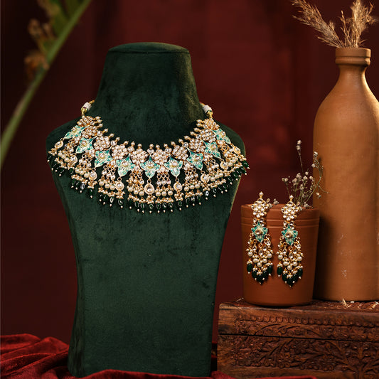 Neeraja Aqua Blue Kundan Bridal Choker Set