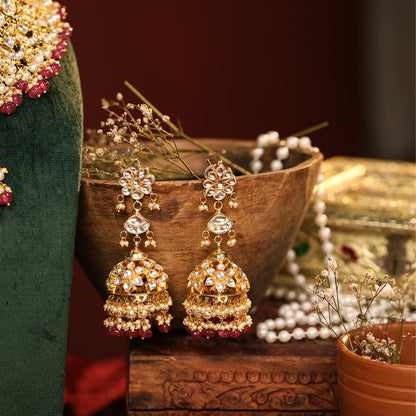 Vasundhara Premium Pink Drop Bridal Necklace & Earring Set for Brides