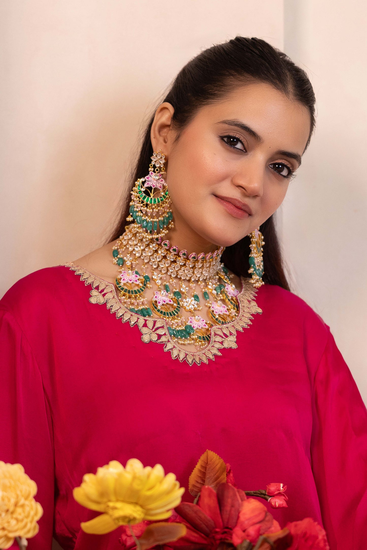 RAJESHWARI Multicolor Kundan Bridal Choker Set Necklace Jewelry