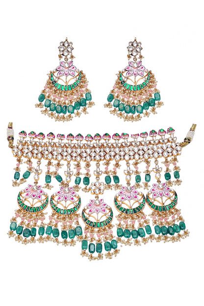 RAJESHWARI Multicolor Kundan Bridal Choker Set Necklace Jewelry