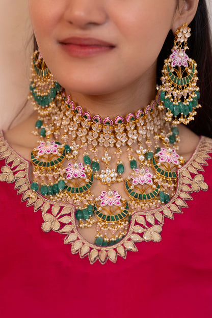 RAJESHWARI Multicolor Kundan Bridal Choker Set Necklace Jewelry