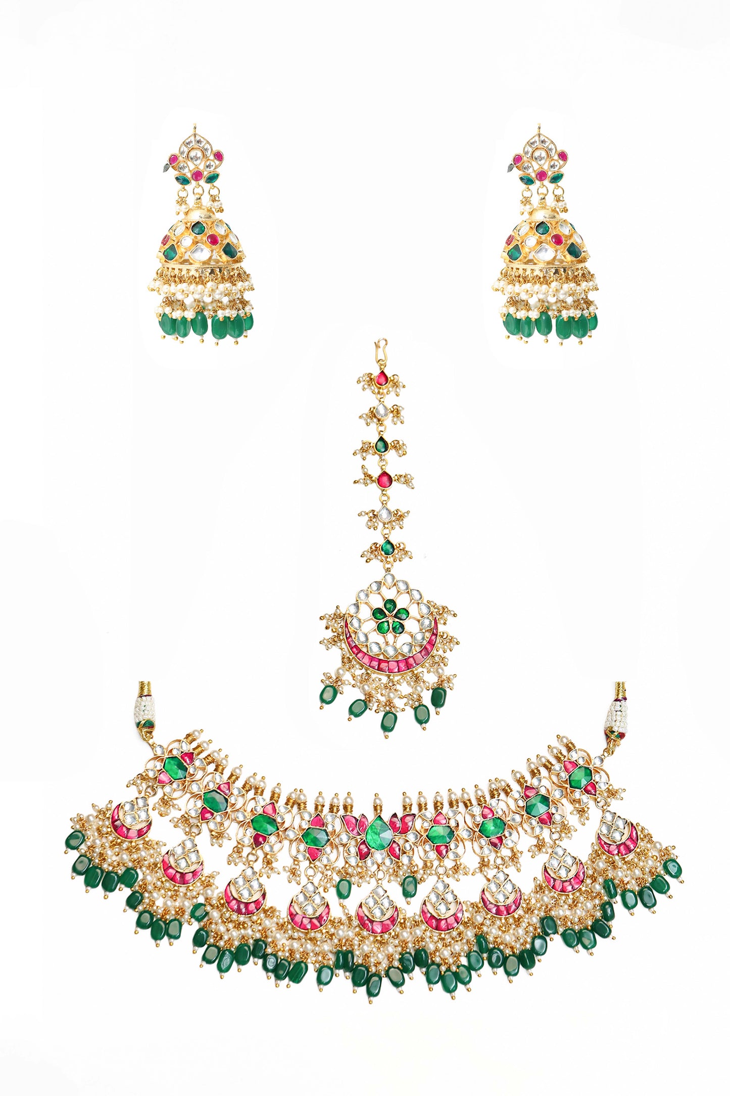 Handcrafted Multicolor Kundan Bridal Choker with Tikka Wedding Necklace Set Jewelry