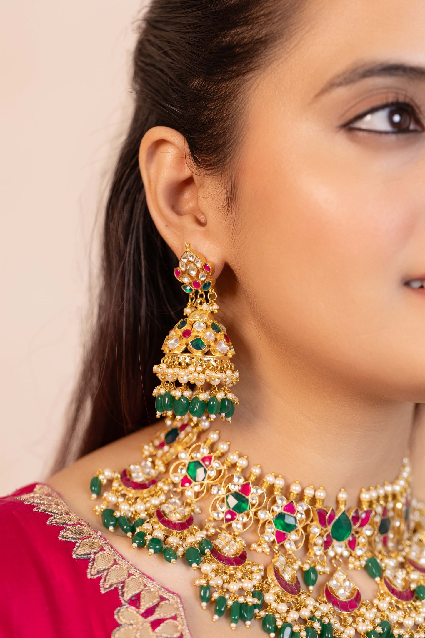 Handcrafted Multicolor Kundan Bridal Choker with Tikka Wedding Necklace Set Jewelry