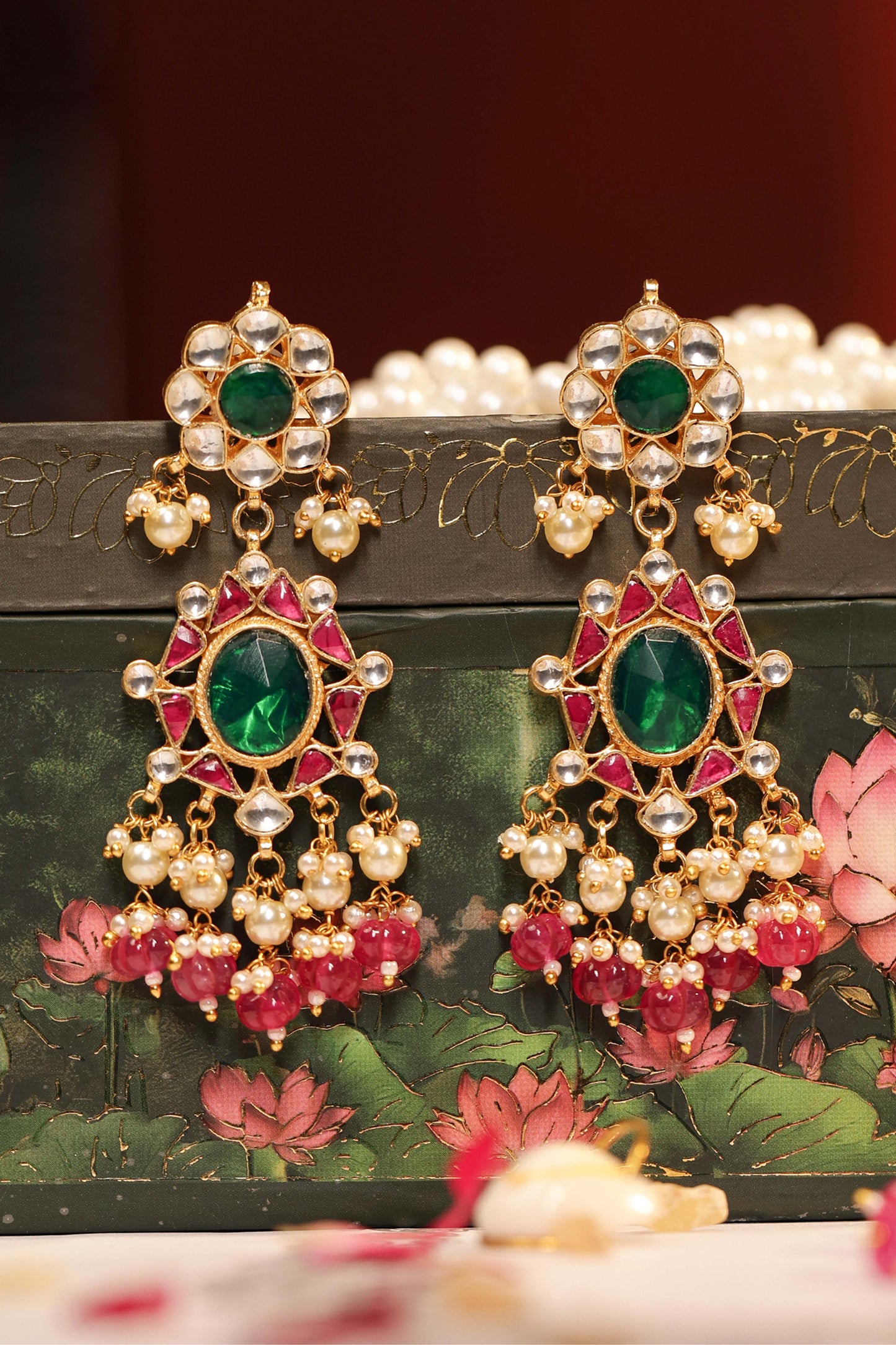 Handmade Multicolor Bridal Kundan Choker Necklace Set with Maang Tikka