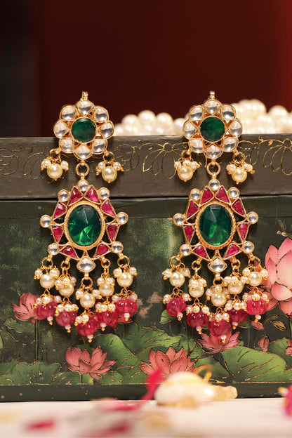 Handmade Multicolor Bridal Kundan Choker Necklace Set with Maang Tikka