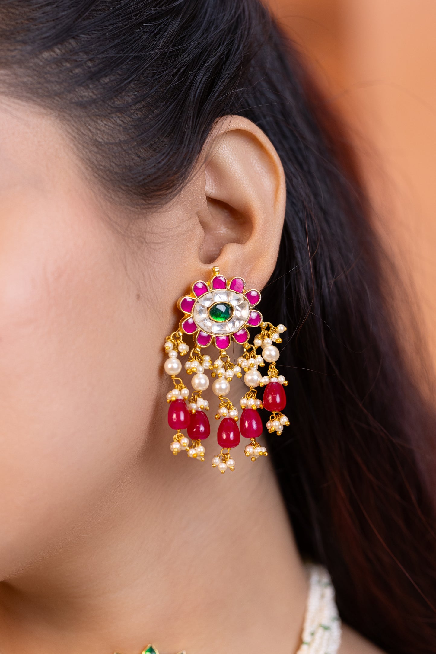 Red Kundan Bridal Choker Necklace Earrings Set – Traditional Jewelry