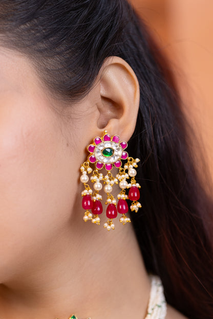 Red Kundan Bridal Choker Necklace Earrings Set – Traditional Jewelry