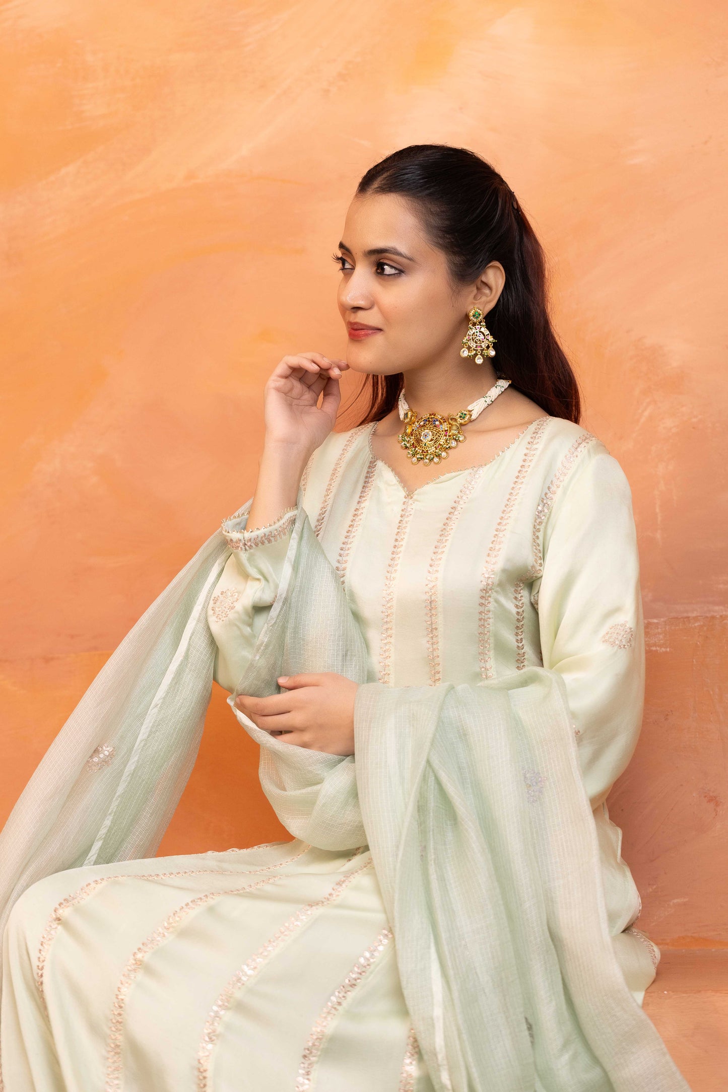 Multicolor Stone Pendant Necklace Set – Traditional Indian Jewelry