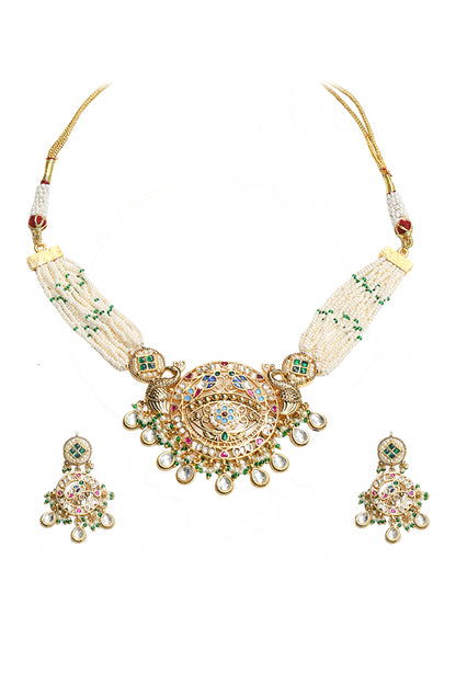 Multicolor Stone Pendant Necklace Set – Traditional Indian Jewelry