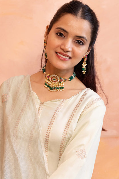 Tarini Multicolor Kundan Festive Choker Necklace Set for Weddings & Celebrations