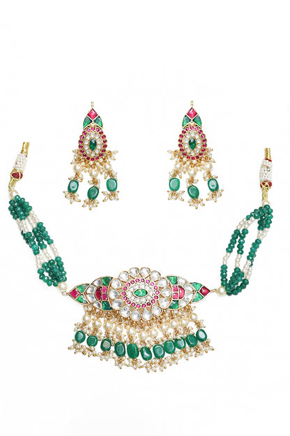 Tarini Multicolor Kundan Festive Choker Necklace Set for Weddings & Celebrations