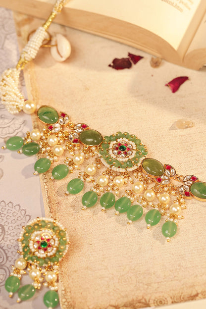 Emerald & Pearl Bridal Necklace Set – Handmade Indian Wedding Jewelry