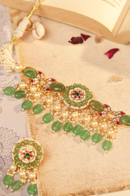 Emerald & Pearl Bridal Necklace Set – Handmade Indian Wedding Jewelry
