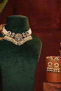 Anvika Green Kundan Choker Necklace Set – Indian Festive Jewellery