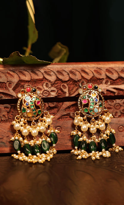 Handmade Traditional Green Bead Pendant Choker Set – Bridal Necklace Set