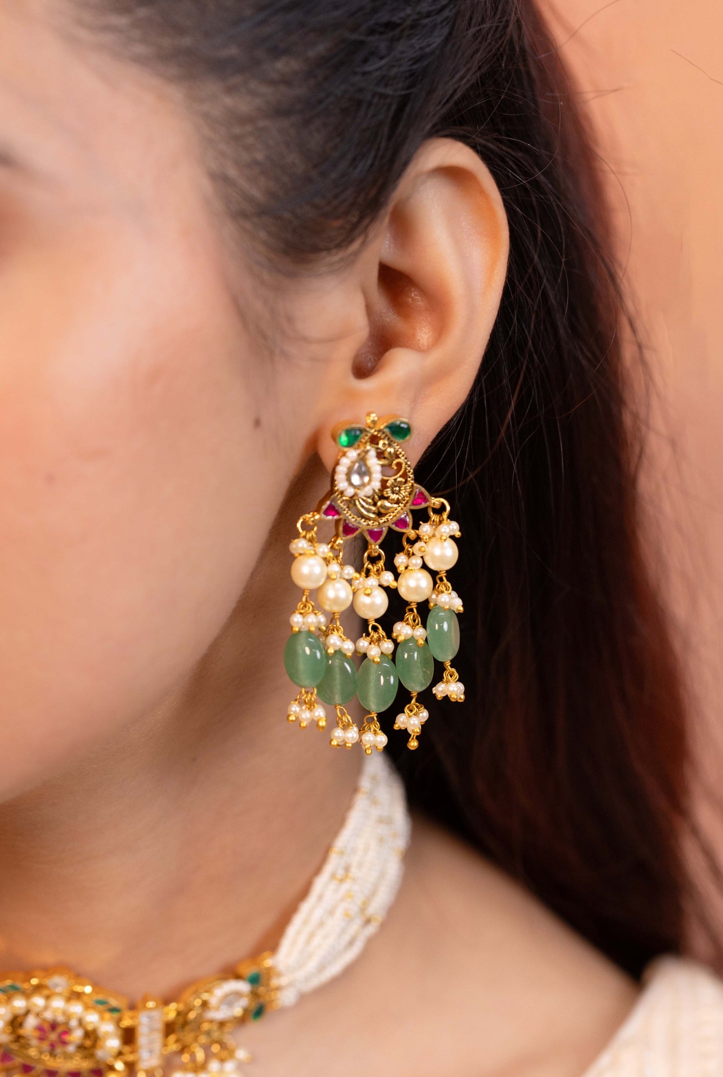 Chandrika Festive Pearl & Kundan Traditional Choker Necklace Set for Weddings