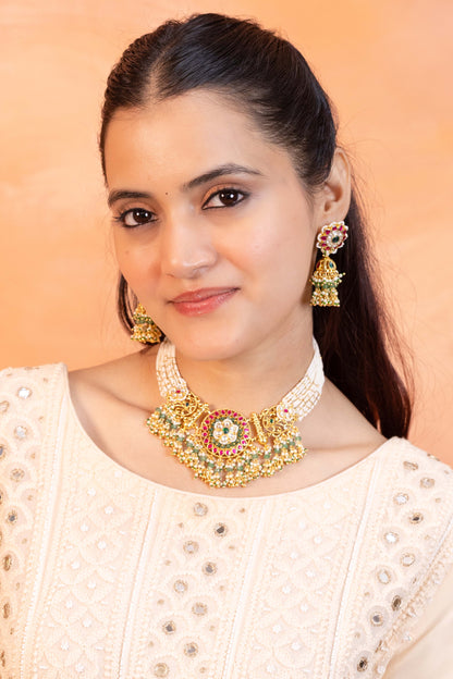 Multicolor Pearl Necklace Set, Pearl Jewelry, Bridal & Festive Necklace For Bridal