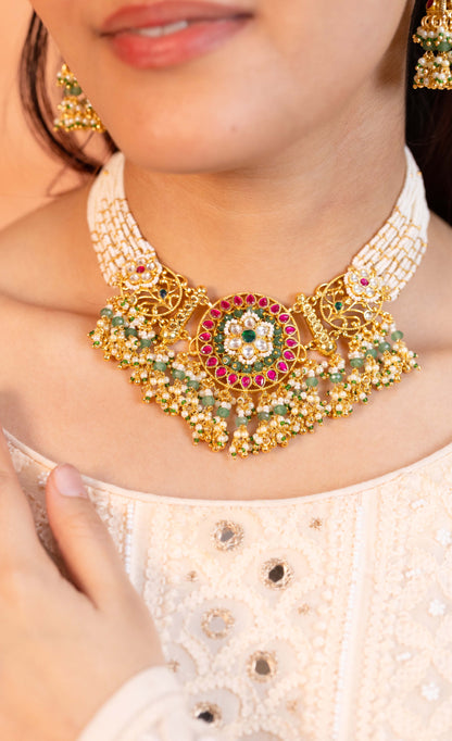 Multicolor Pearl Necklace Set, Pearl Jewelry, Bridal & Festive Necklace For Bridal