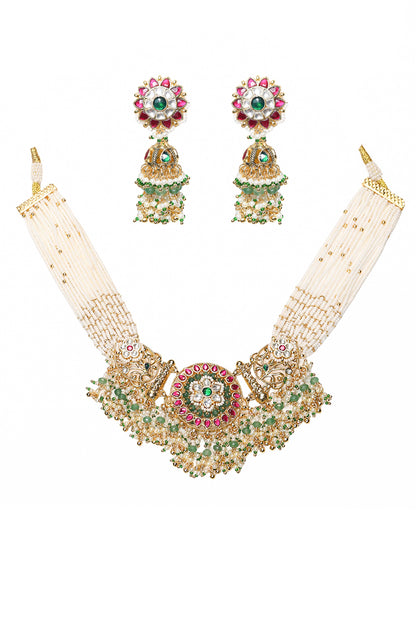 Multicolor Pearl Necklace Set, Pearl Jewelry, Bridal & Festive Necklace For Bridal