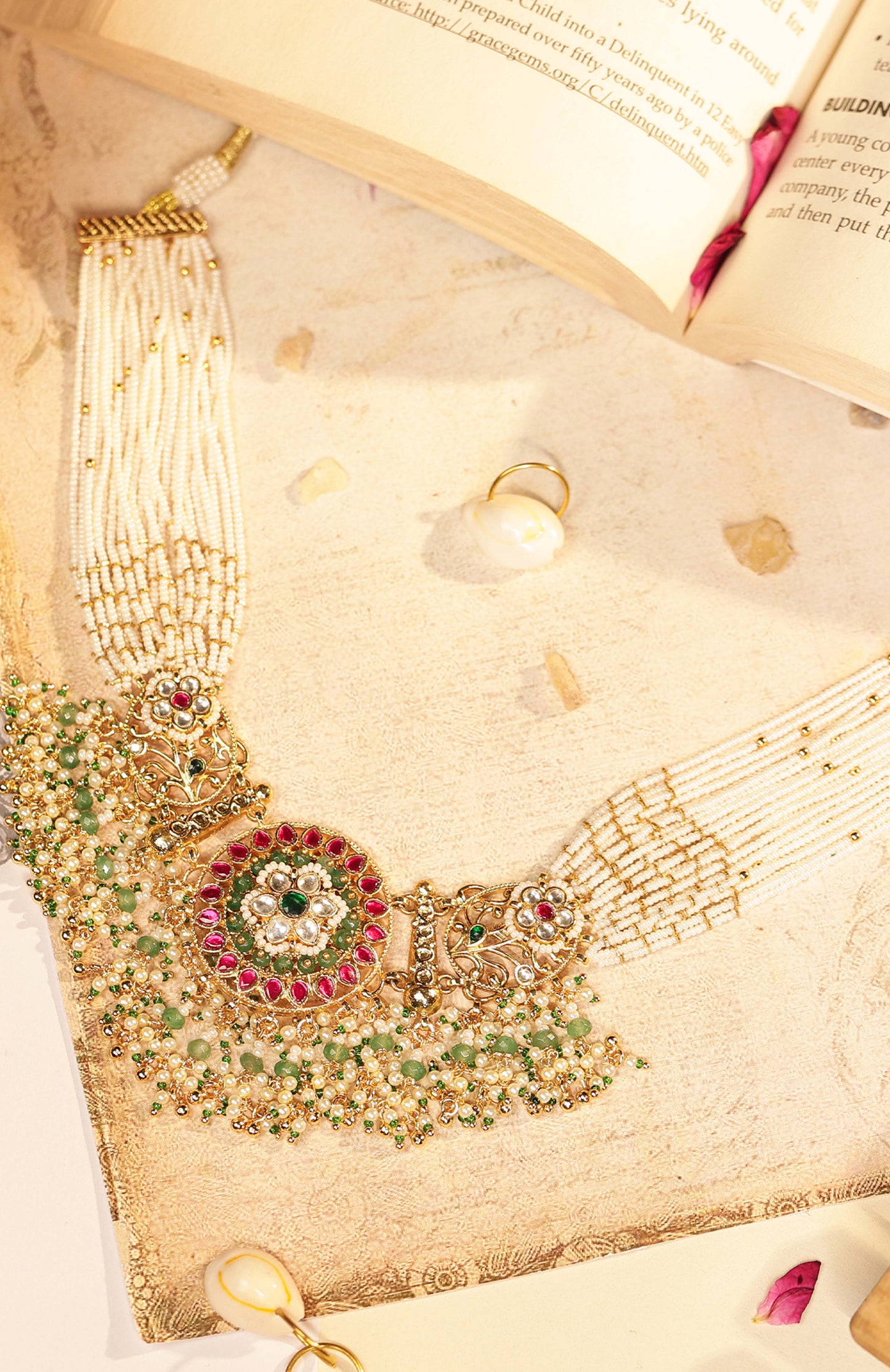 Multicolor Pearl Necklace Set, Pearl Jewelry, Bridal & Festive Necklace For Bridal