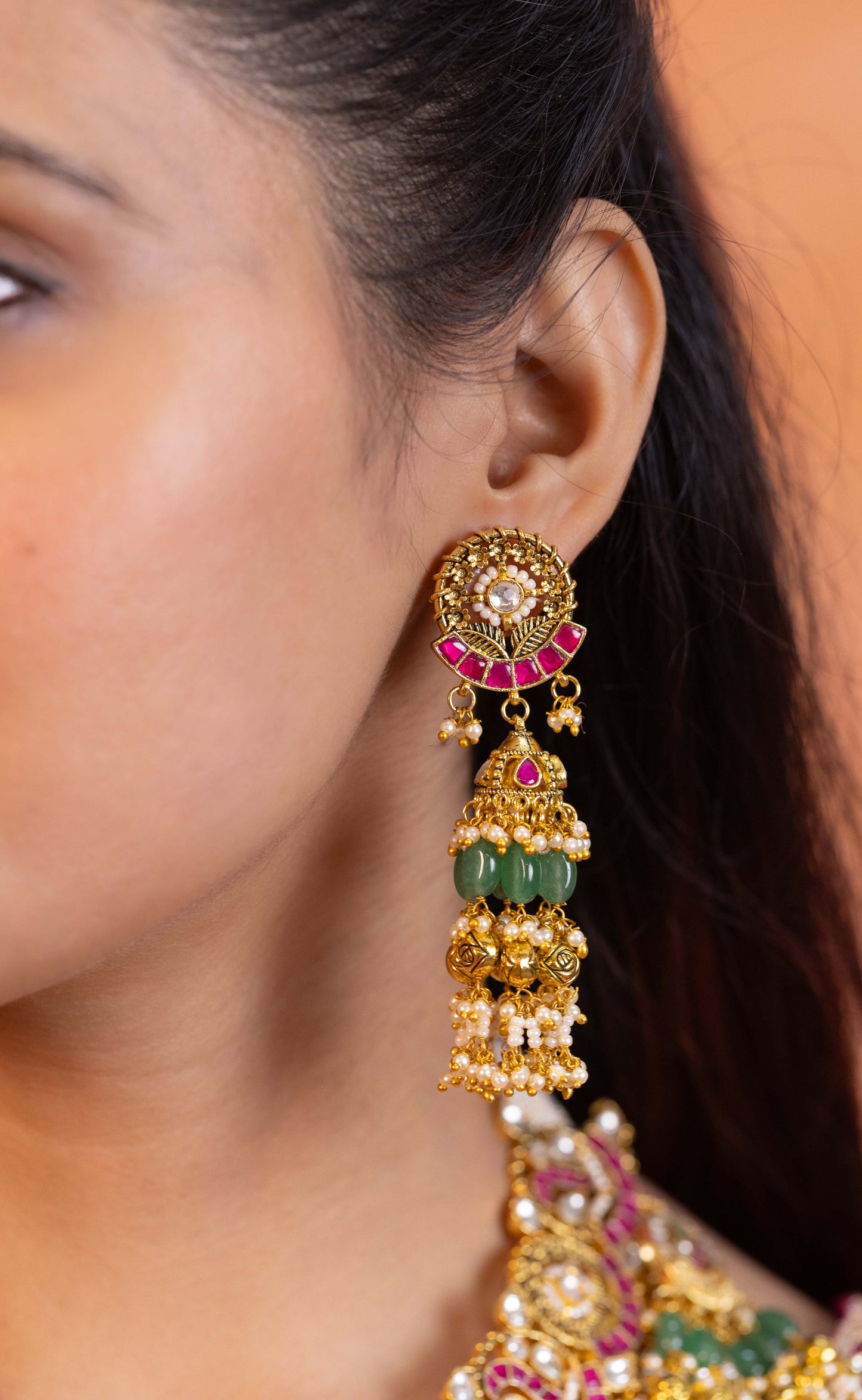 Kundan Bridal Necklace Set, Multicolor Wedding Jewelry, Choker Designer Jewelry