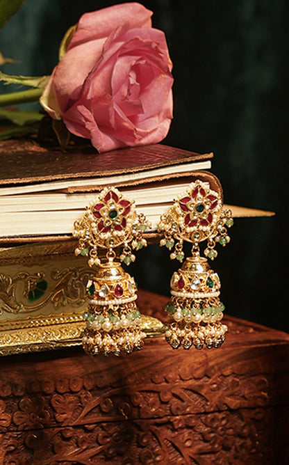 Multicolor Pearl Fringe Choker & Designer Necklace Earring Jewelry Set