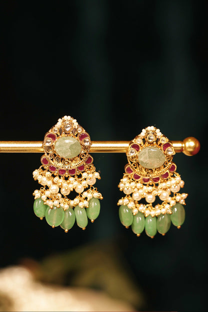 Traditional Green Kundan Stone Choker Set – Handmade Wedding Necklace Set