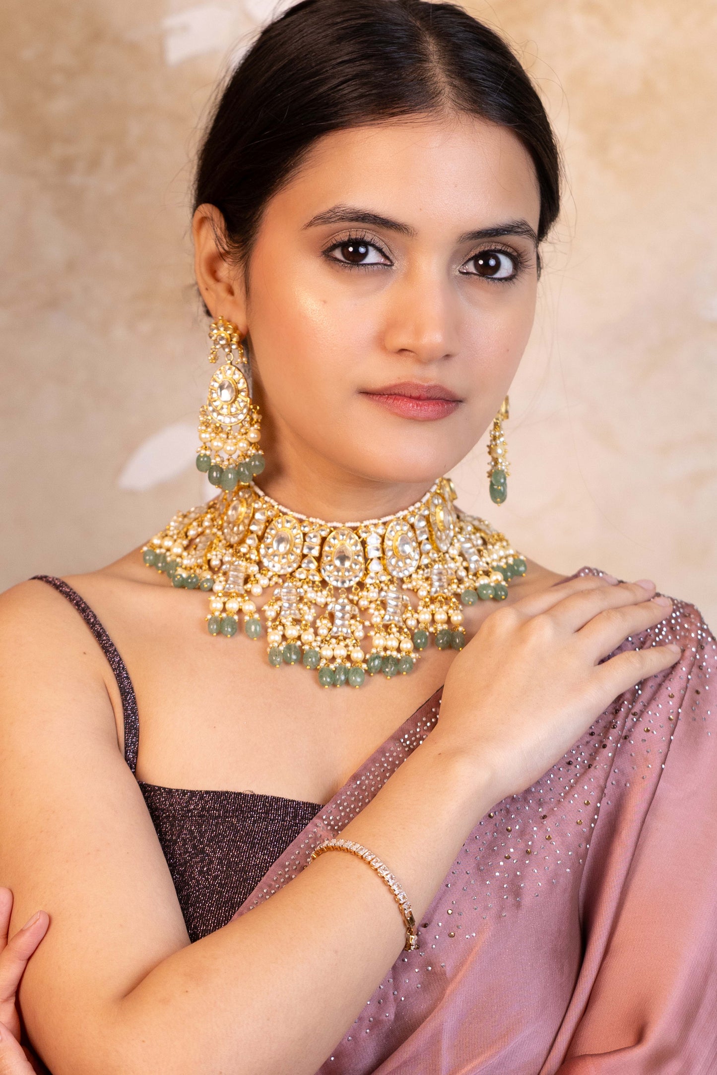 Royal Style Kundan Bridal Choker Set, Ethnic Indian Wedding Jewelry