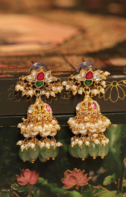 Statement Emerald & Pearl Bridal Necklace Set – Handmade Wedding Necklace Jewelry