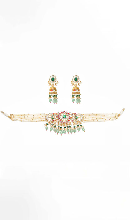 Royal White Kundan Bridal Necklace Set with Matching Earrings